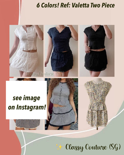 6 Colors! Ref Valetta Two Piece | Top Mini Skirt | Cotton-Viscose Set