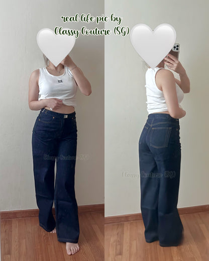 Mid-Rise Buckle Cotton Denim Jeans