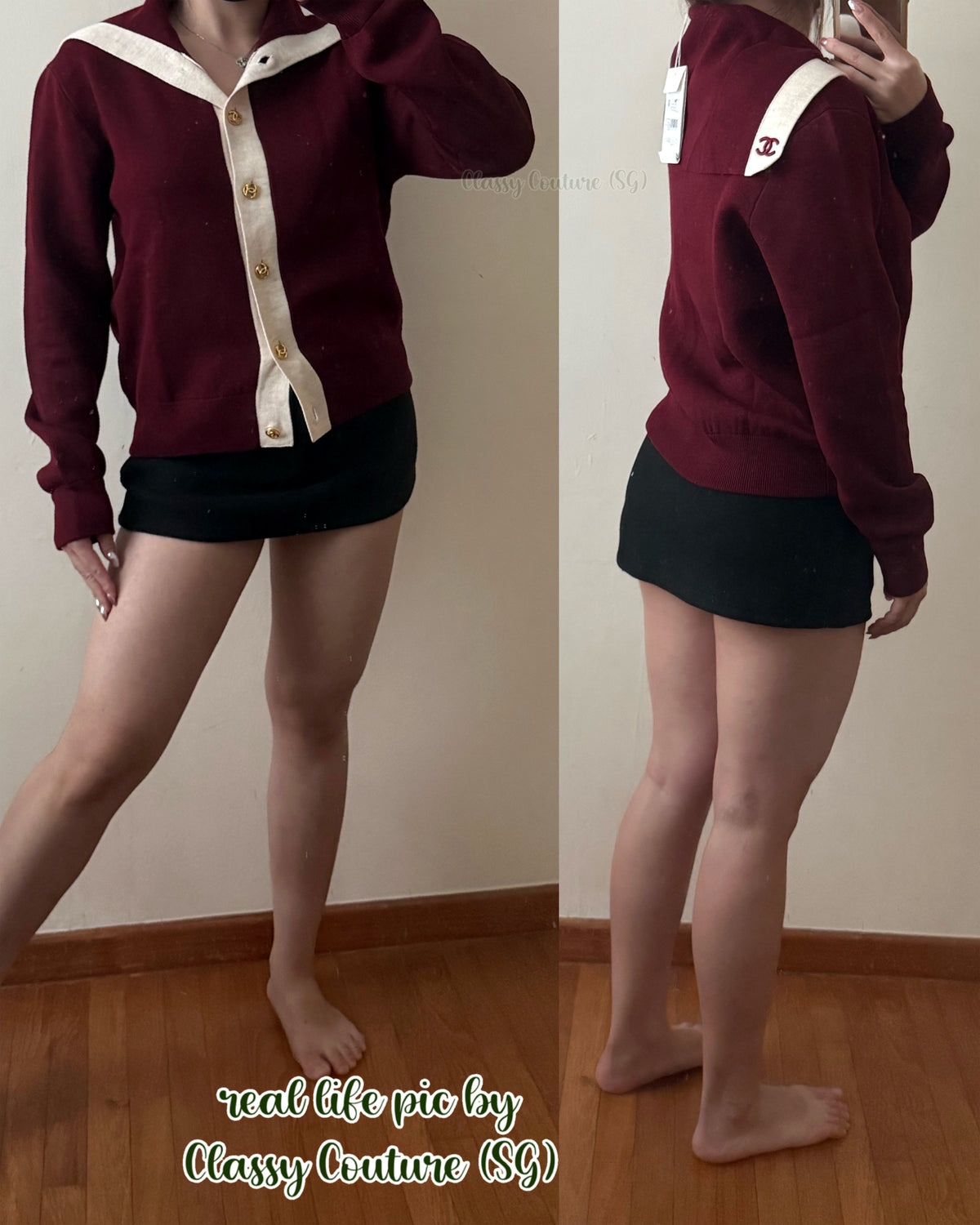 Unisex! Wool Contrast Sailor Cardigan