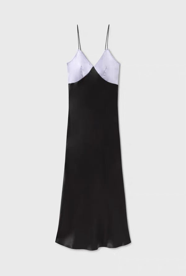 SALE! SL Deco Rouleau Silk Midi Maxi Dress in Lavender/Black