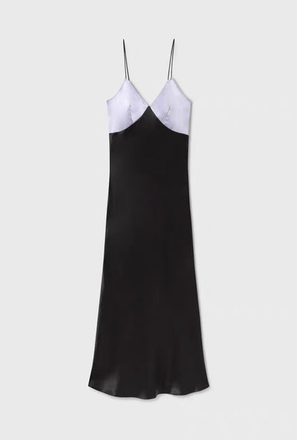 SALE! SL Deco Rouleau Silk Midi Maxi Dress in Lavender/Black