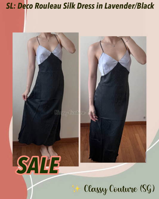SALE! SL Deco Rouleau Silk Midi Maxi Dress in Lavender/Black