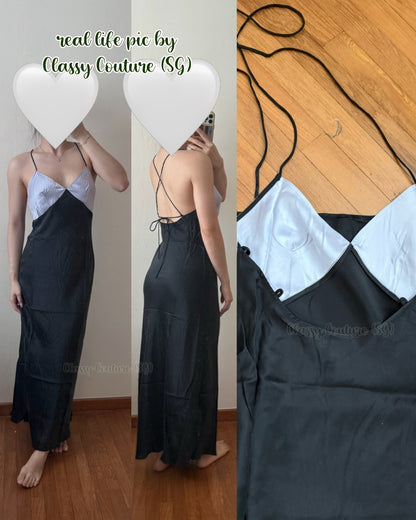 SALE! SL Deco Rouleau Silk Midi Maxi Dress in Lavender/Black
