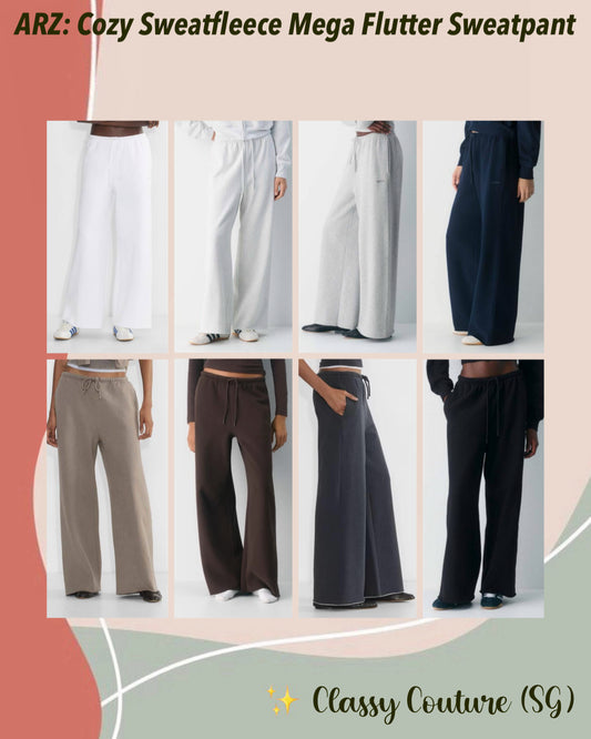 8 Colors! ARZ Cozy Sweatfleece Mega Flutter Sweatpant Cotton-blend Pants