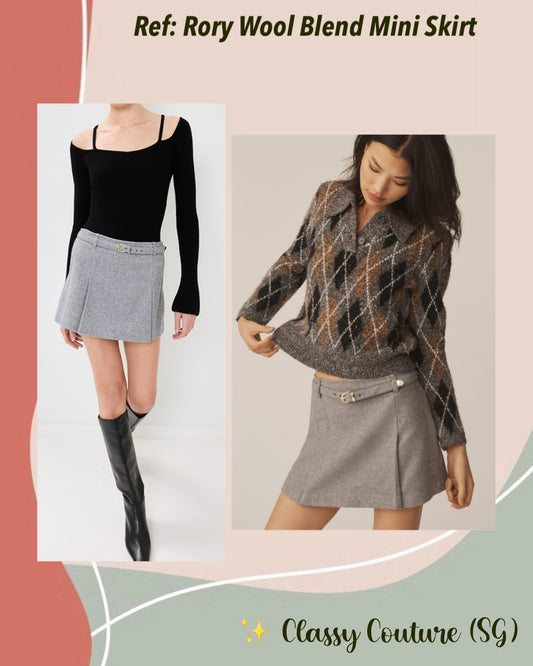Ref Rory Wool Blend Belted Mini Skirt