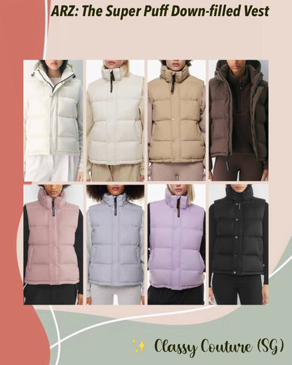 8 Colors! ARZ The Super Puff Down-filled Sleeveless Vest (removable hood)