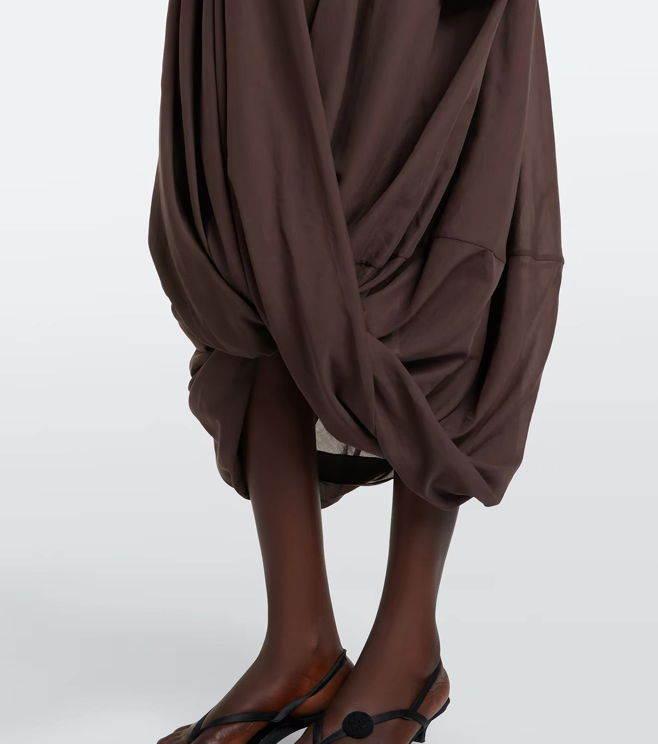 4 Colors! Tot Cocoon Lyocell-Cotton Draped Midi Maxi Skirt