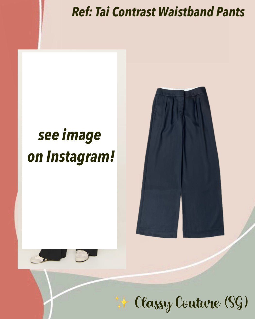 Ref Tai Wide Leg Pants with Contrast Waistband