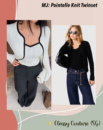 Milory Cardigan & Cami Top Cotton-blend Pointelle Knit Twinset