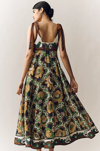 ALM Liana Ballet Linen Midi Dress Sundress