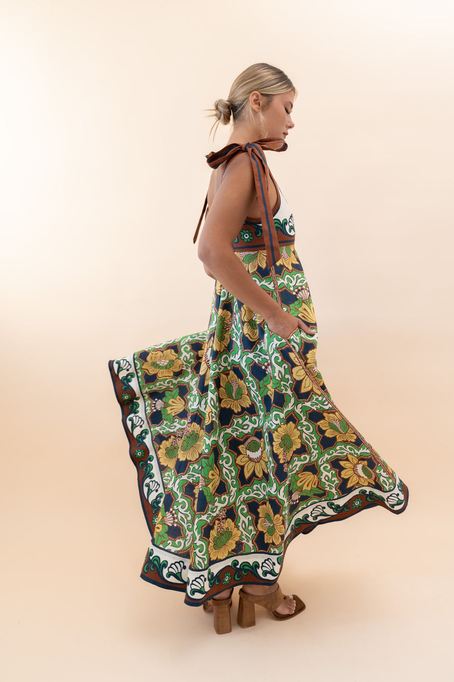 ALM Liana Ballet Linen Midi Dress Sundress