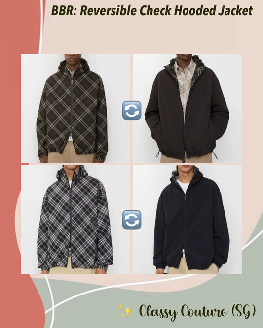 2 Colors! BBR Men’s Reversible Check Hooded Jacket