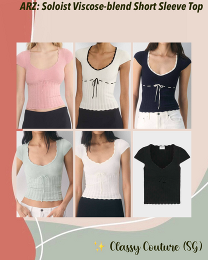 ARZ Soloist Wonder Yarn Viscose-blend Short Sleeve Sweater Top