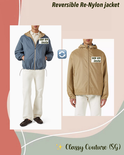 Men’s Reversible Re-Nylon Jacket in Camel/Blue