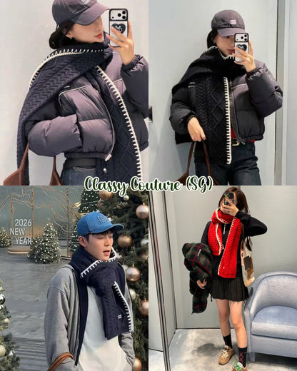 MM Cable Knit Wool-Cashmere Scarf 200*19cm