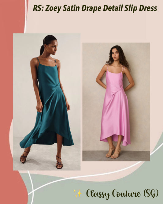 RS Zoey Viscose-blend Satin Drape Detail Slip Midi Dress