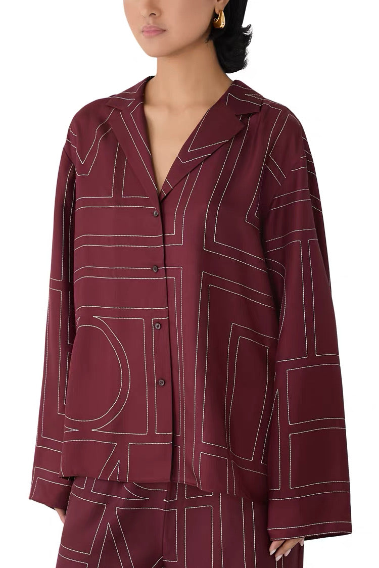 7 Colors! Tot Monogram Silk PJ Shirt Top | Shorts | Pants | Embroidered Set