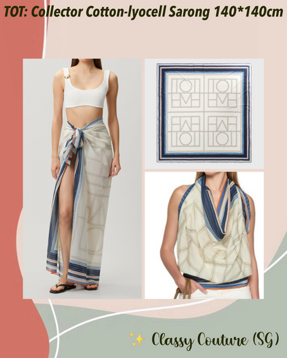 TOT Collector Cotton-lyocell Garderob Sarong Pareo Coverup Scarf Top Maxi Skirt 140*140cm