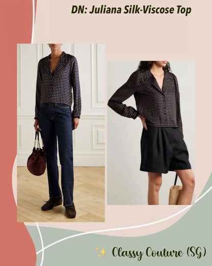 DN Juliana Silk-Viscose Long Sleeved Blouse Top