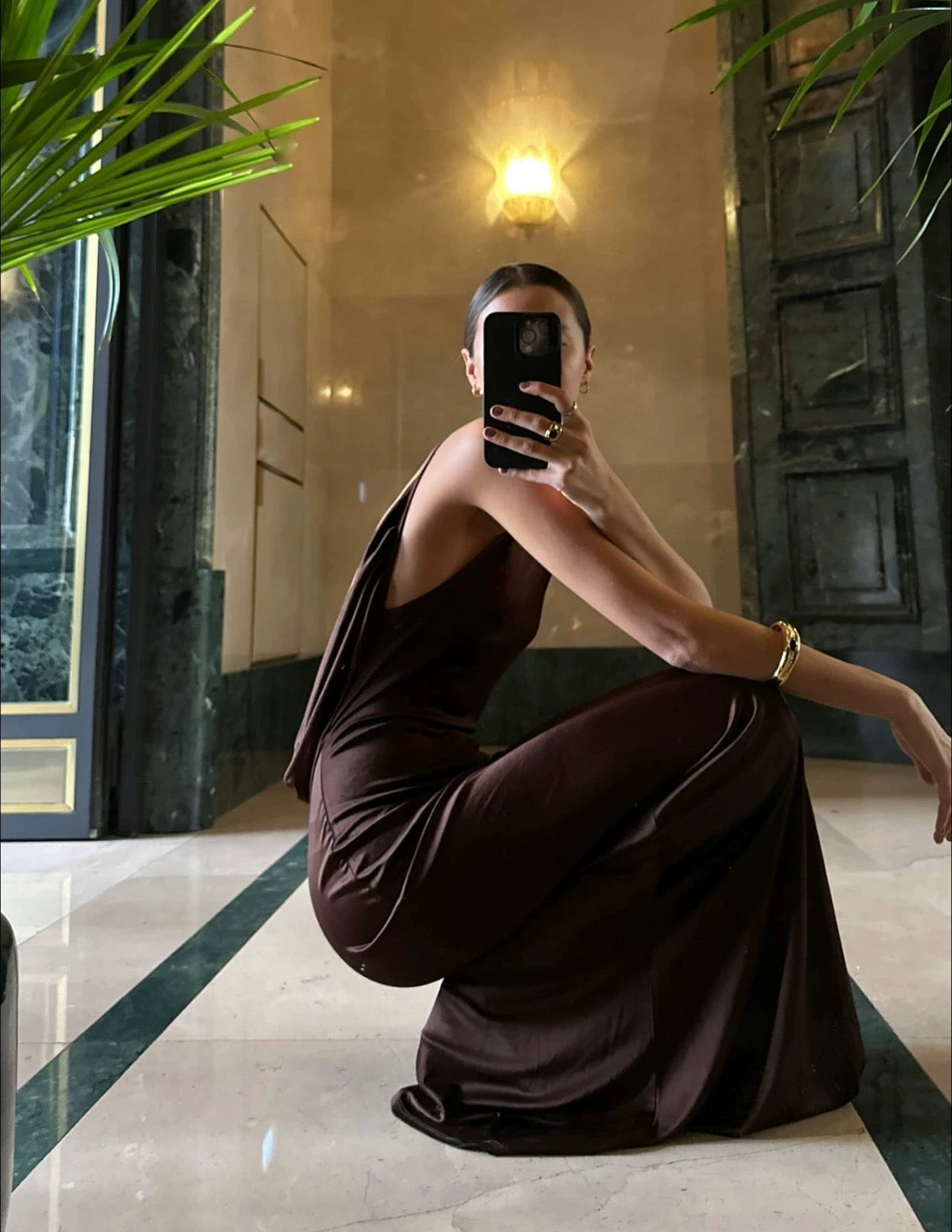 RB Deia Slip Jersey Cowl Backless Maxi Dress