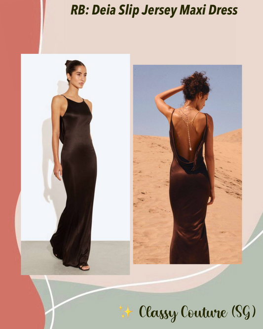 RB Deia Slip Jersey Cowl Backless Maxi Dress