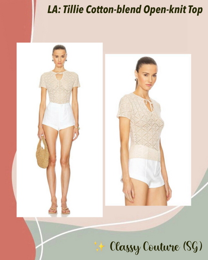 LA Tillie Cotton-blend Open-knit Top