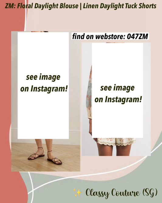 047ZM Mint Floral Ramie Shirt | Scallop Linen Shorts | Set