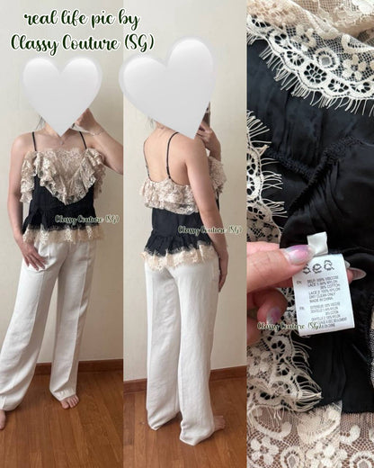 3 Colors! SE Ethel Viscose Jacquard Lace Camisole Top