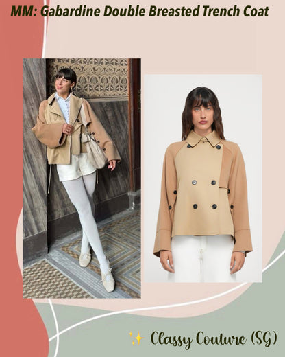 MM Gabardine Double Breasted Trench Short Coat Jacket