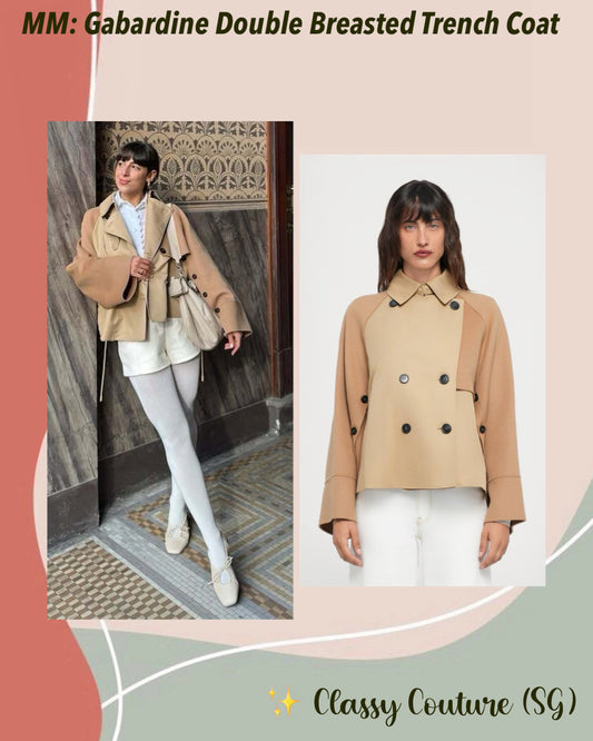 MM Gabardine Double Breasted Trench Short Coat Jacket