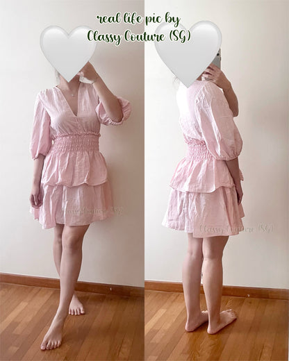 SALE! MJ Rapapam Short Ruffled Mini Dress in Pale Pink