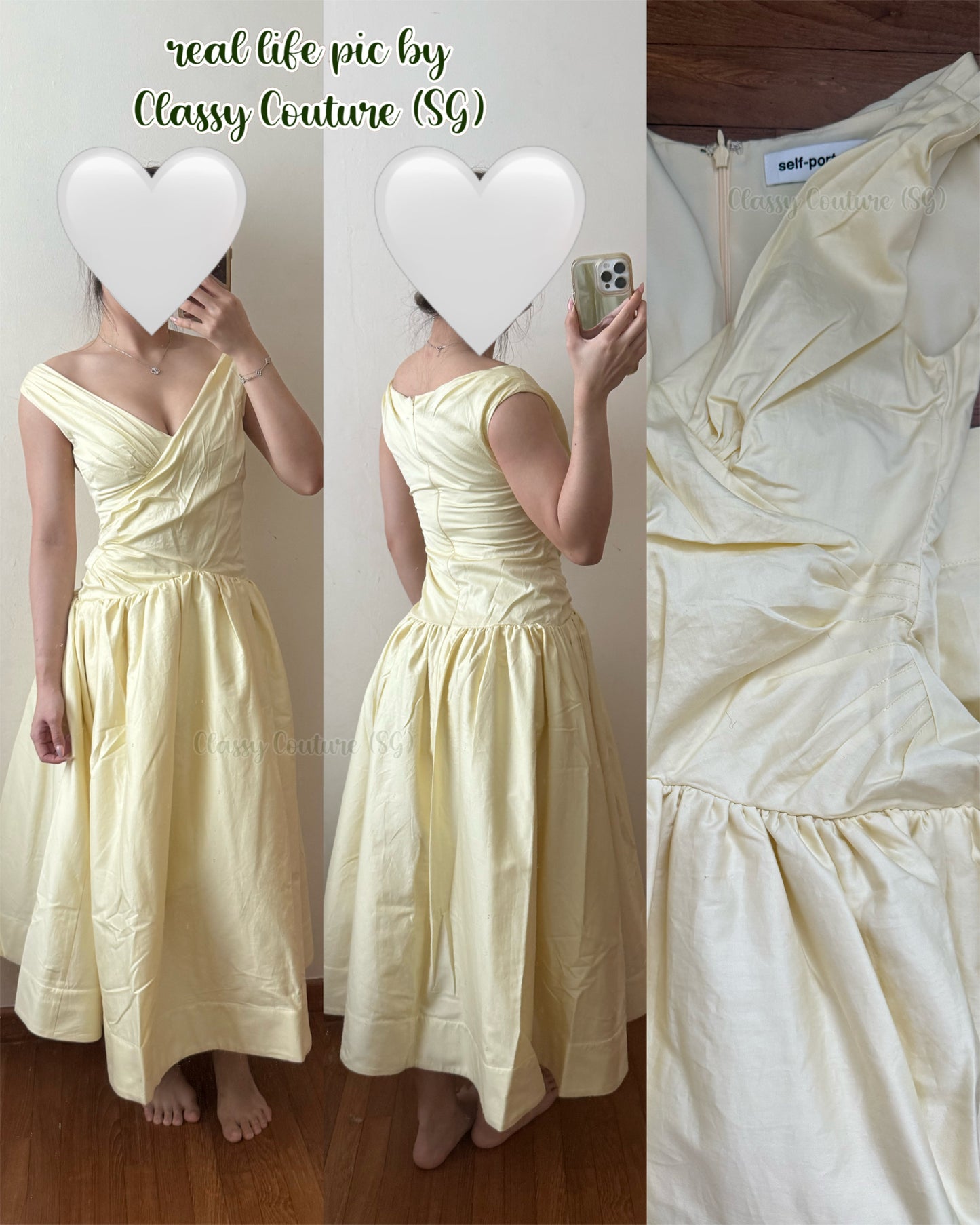 SP Yellow Off Shoulder Cotton Midi Dress