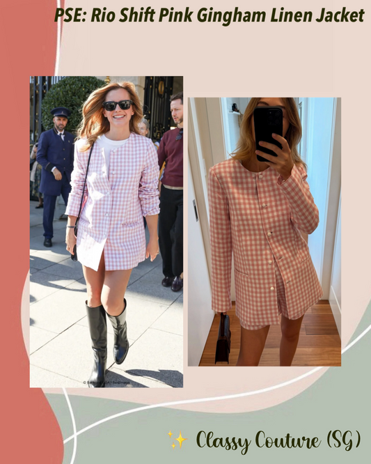 PSE Rio Shift Pink Gingham Check Longline Linen Jacket