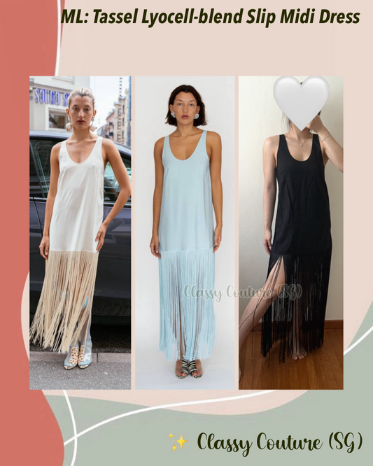 ML Tassel Lyocell-blend Fringe Slip Midi Dress