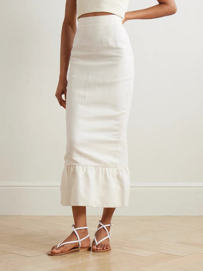 PSE Matilda Gilet Linen Vest Top | Midi Column Skirt | Set