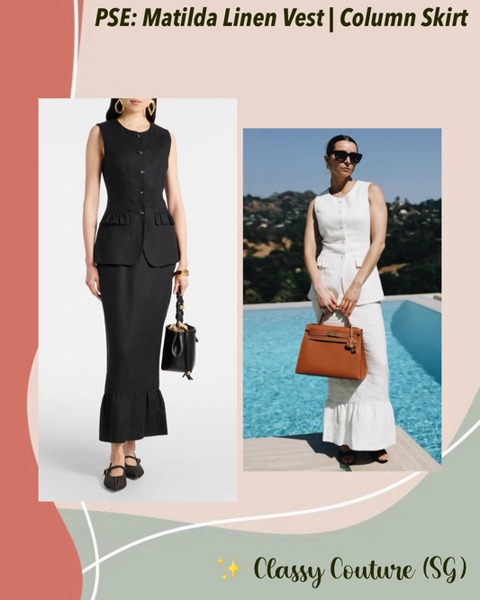 PSE Matilda Gilet Linen Vest Top | Midi Column Skirt | Set