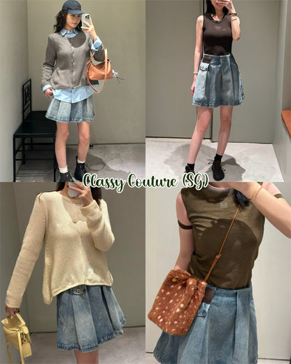 LW Pleated Denim Mini Skirt
