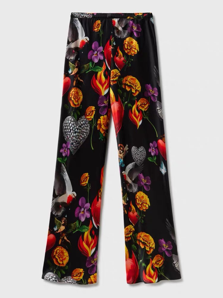 SL Bias Cut Pants: Tulipa Black | Coast | Dearly Beloved - Thick 19 Momme Silk