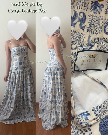 AB Lima Tiered Printed Linen Maxi Dress