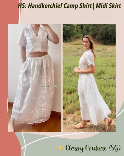 RESTOCKED! HS Handkerchief Camp Shirt | Midi Skirt | Set
