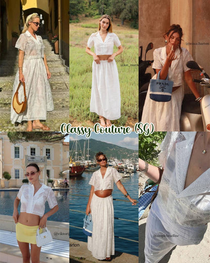RESTOCKED! HS Handkerchief Camp Shirt | Midi Skirt | Set