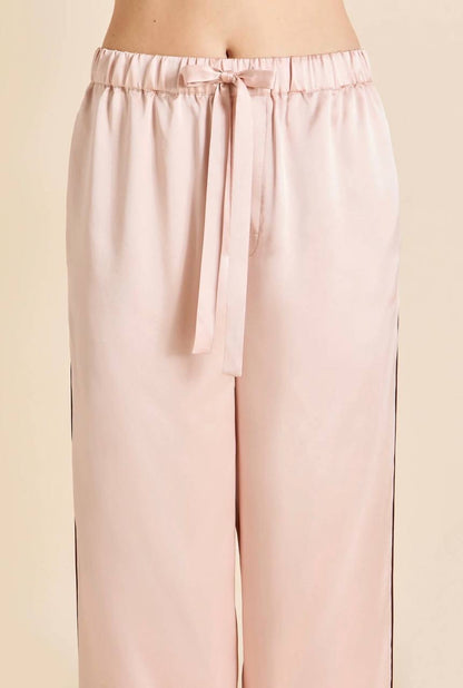 OVH Yves Rose Pink | Lila Nika Striped | Coco White Silk Satin Pyjamas Set
