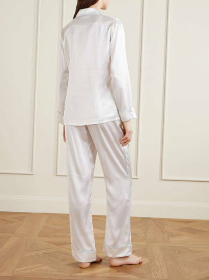OVH Yves Rose Pink | Lila Nika Striped | Coco White Silk Satin Pyjamas Set