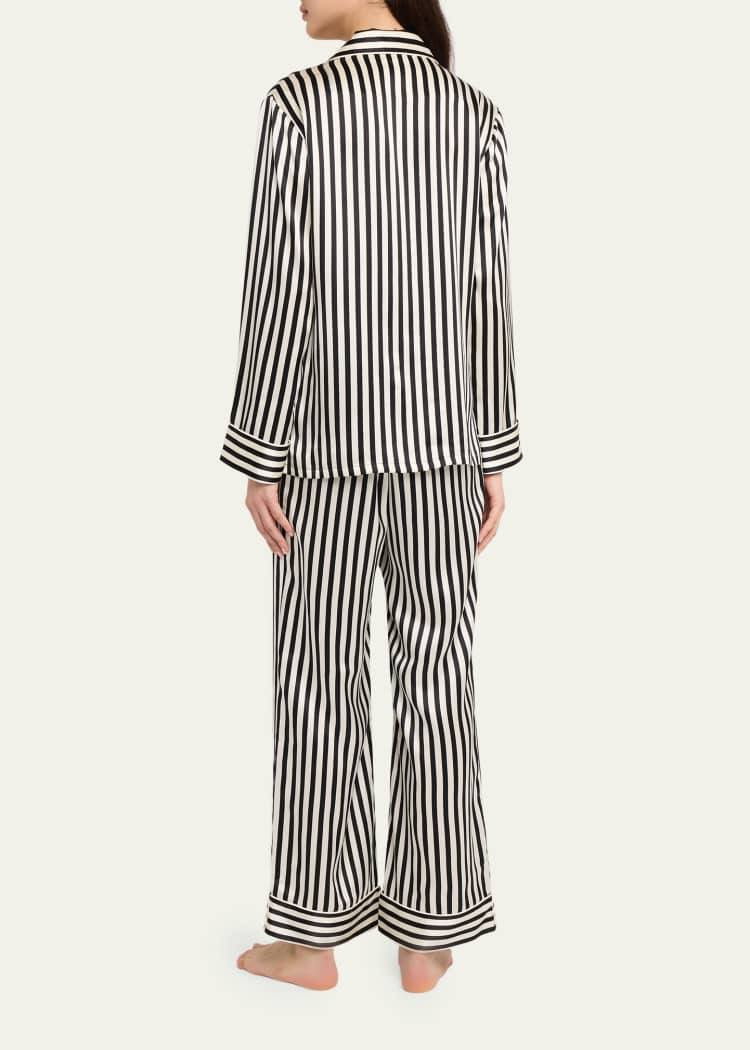 OVH Yves Rose Pink | Lila Nika Striped | Coco White Silk Satin Pyjamas Set