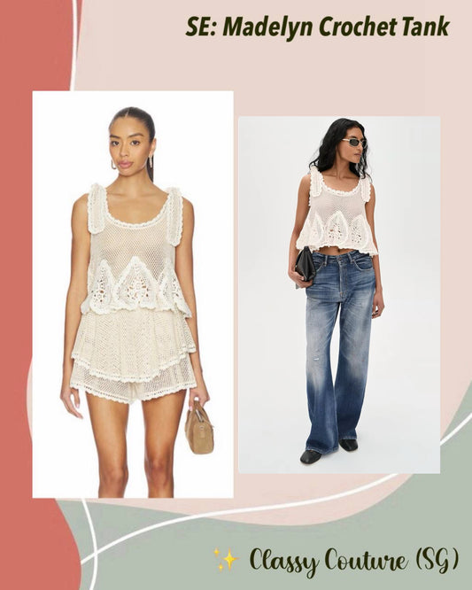 SE Madelyn Cotton Crochet Sheer Tank Top