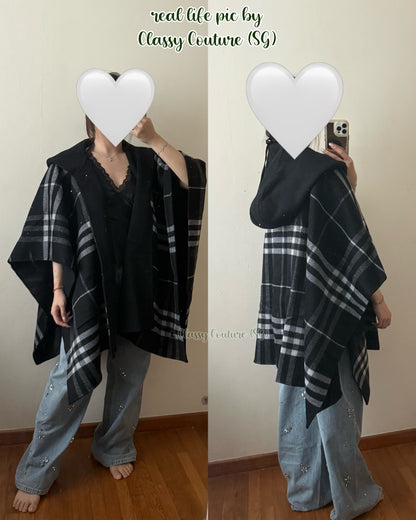 4 Colors! BBR Cashmere Reversible Hooded Cape