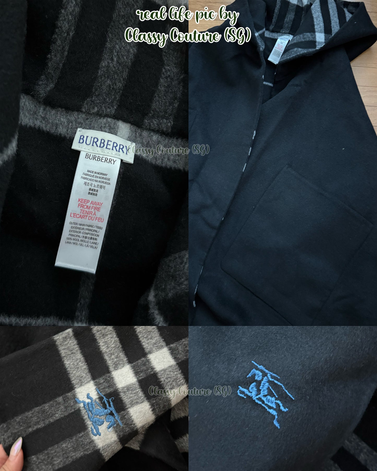 4 Colors! BBR Cashmere Reversible Hooded Cape