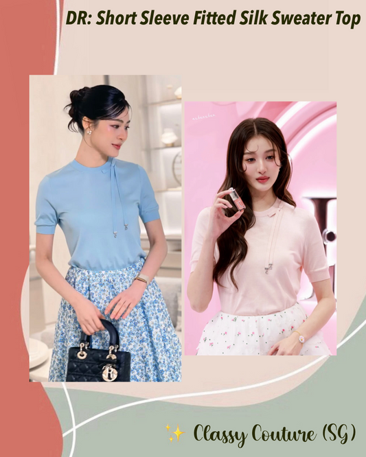 DR Short Sleeve Fitted Silk Sweater Top