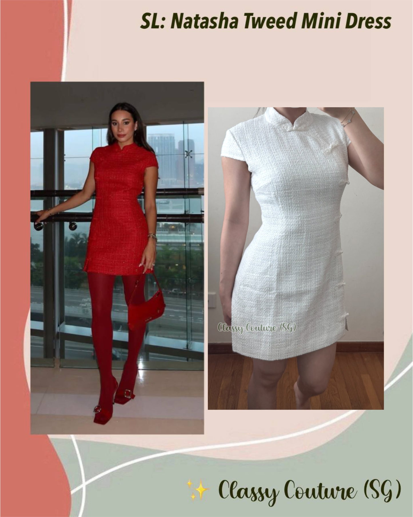 Restock! SAU Natasha Red Tweed Mini Dress