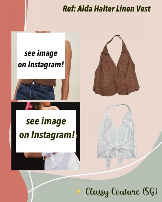 Ref Aida Halter Backless Linen Vest